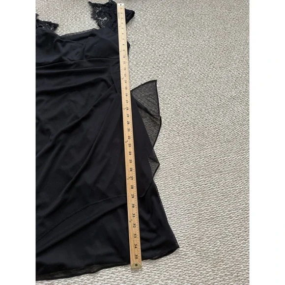 Vintage Black Open Back Lace Goth Dress Y2K Draped Neck Midi 90's 6 Romantic - Picture 13 of 15